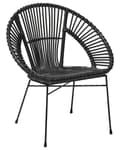 Miniatyrbillede 1 af 11: Lænestol Rattan Sort Metalben Stue Spisestue