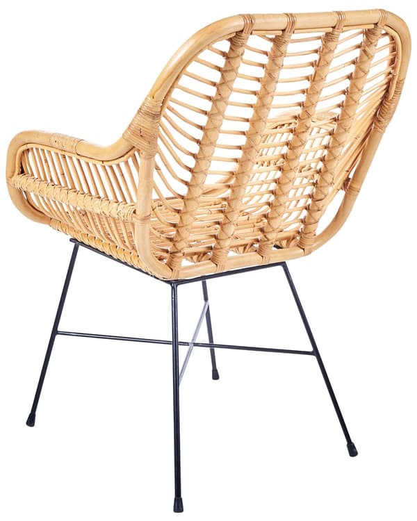 Rotting Fåtölj Sand Beige Korg Svarta Metallben Vardagsrum Matsal