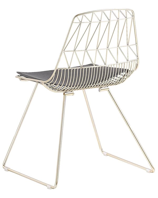 Sæt af 2 Gyldne Metalstole med Sædehynder Moderne Retro stil