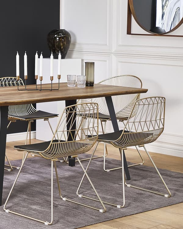 Sæt af 2 Gyldne Metalstole med Sædehynder Moderne Retro stil