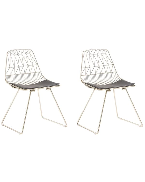 Sæt af 2 Gyldne Metalstole med Sædehynder Moderne Retro stil