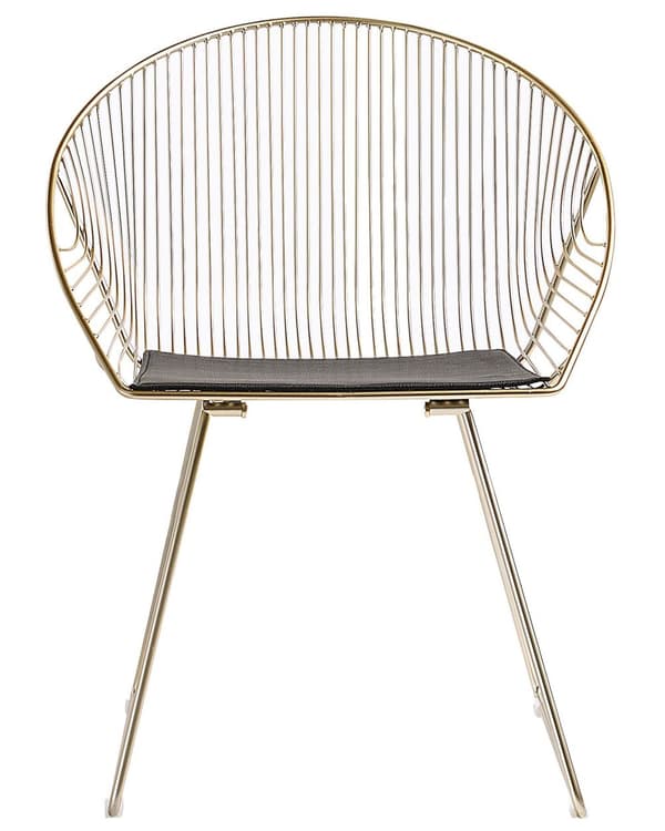 Et sæt af 2 Brede Gyldne Metalstole med Sædehynder Moderne Stil