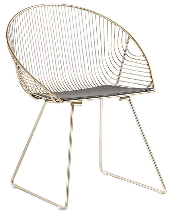 Et sæt af 2 Brede Gyldne Metalstole med Sædehynder Moderne Stil