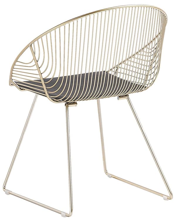 Et sæt af 2 Brede Gyldne Metalstole med Sædehynder Moderne Stil