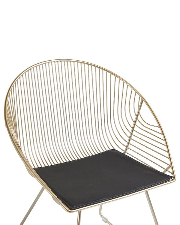 Et sæt af 2 Brede Gyldne Metalstole med Sædehynder Moderne Stil