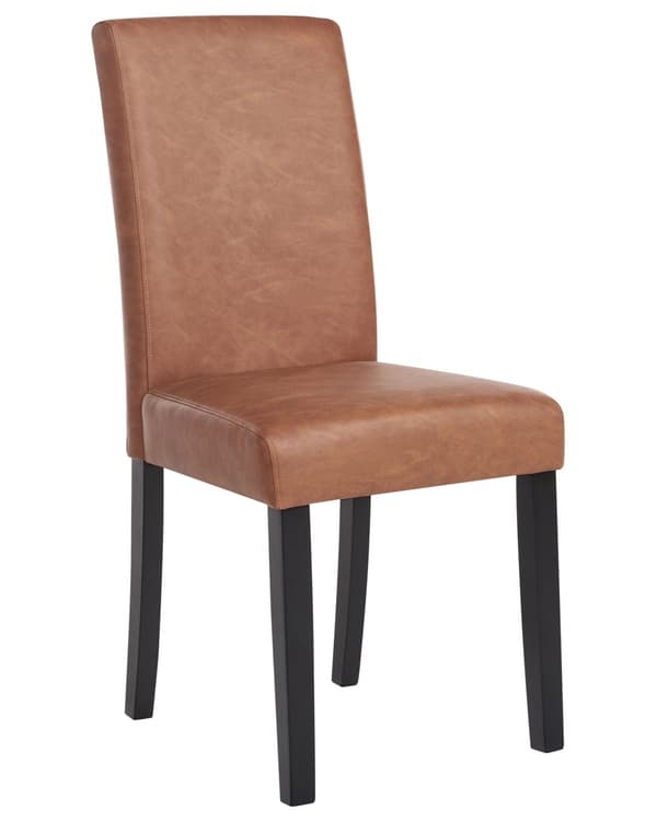 Spisebordsstole Brun Kunstlæder med Sort Fyrretræ Ben Sæt 93 x 59 x 40 cm uden Armlæn Rustik Distressed Look Køkken Indretning til Spisebord