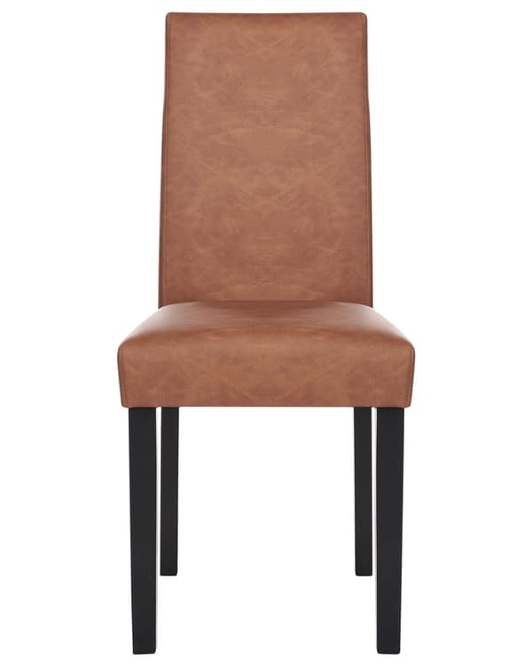 Spisebordsstole Brun Kunstlæder med Sort Fyrretræ Ben Sæt 93 x 59 x 40 cm uden Armlæn Rustik Distressed Look Køkken Indretning til Spisebord