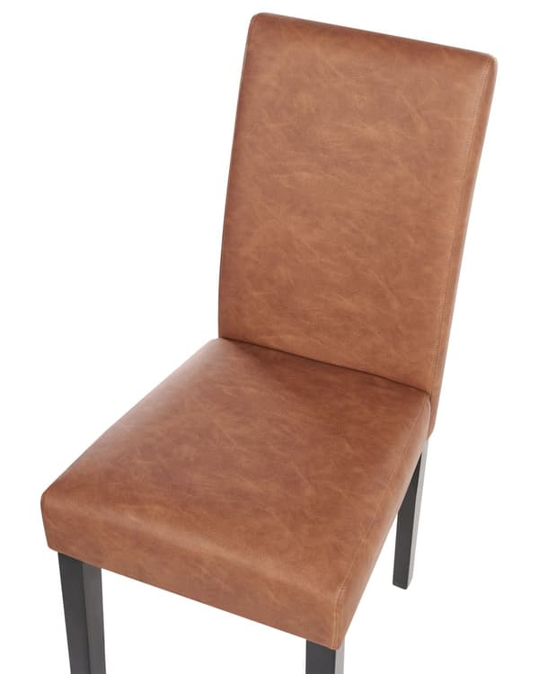 Spisebordsstole Brun Kunstlæder med Sort Fyrretræ Ben Sæt 93 x 59 x 40 cm uden Armlæn Rustik Distressed Look Køkken Indretning til Spisebord