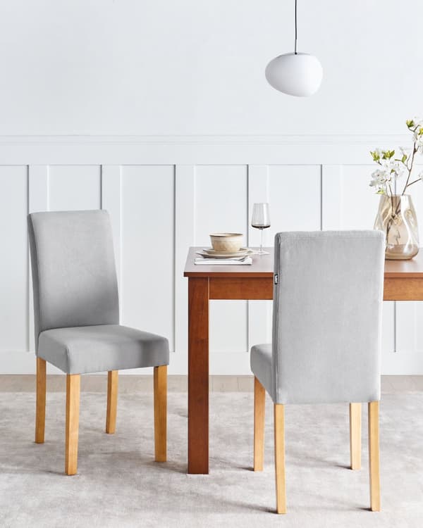 Spisebordsstole Grå Polstret Polyester med Sort Træben Sæt 93 x 59 x 40 cm uden Armlæn Rustik Distressed Look Køkken Indretning til Spisebord