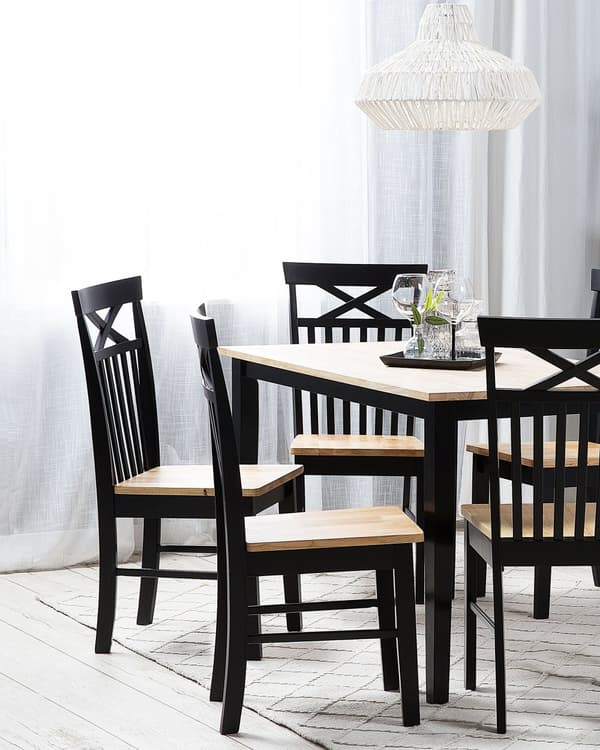 Stol 2 st Svart och Brun Ljusträ Traditionell Stil