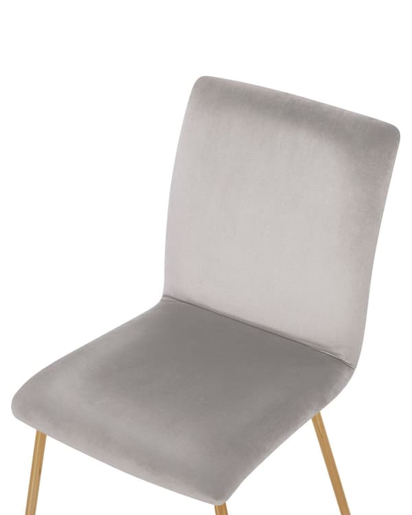 Set av 2 Matstolar Grå Sammet Armstödslös Guld Metallben Retro Glam