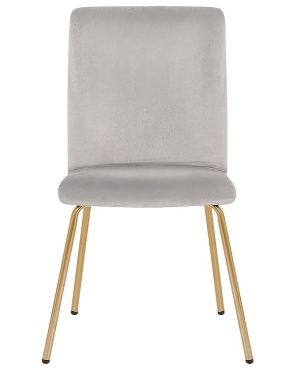 Spisebordsstole Grå Velour med Guld Metalben 2 Stk Design Spisestole til Spisestuen Moderne Polstret Glamour Stole uden Armlæn til Køkken