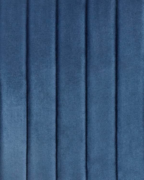 Sæt med 2 navy blå velourstole med sorte metalben i retro glamour stil spisestuestole til stuen