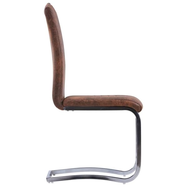 vidaXL spisebordsstole med cantilever 2 stk. imiteret ruskind brun