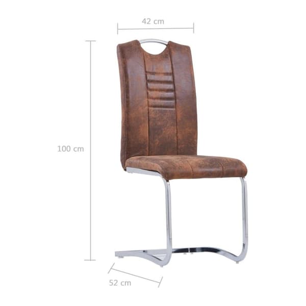vidaXL spisebordsstole med cantilever 2 stk. imiteret ruskind brun