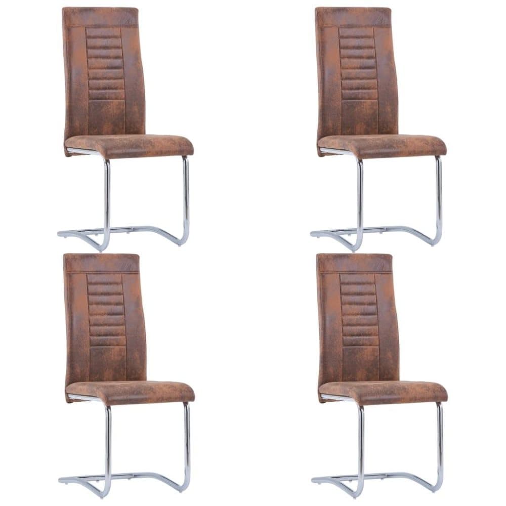 vidaXL Fribärande matstolar 4 st brun konstmocka