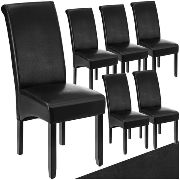 Spisebordsstol, ergonomisk - sort,Sæt med 6 stk.
