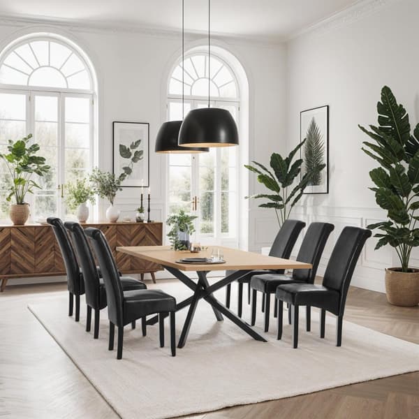 Ergonomisk matstol i robust trä - svart, Uppsättning om 6