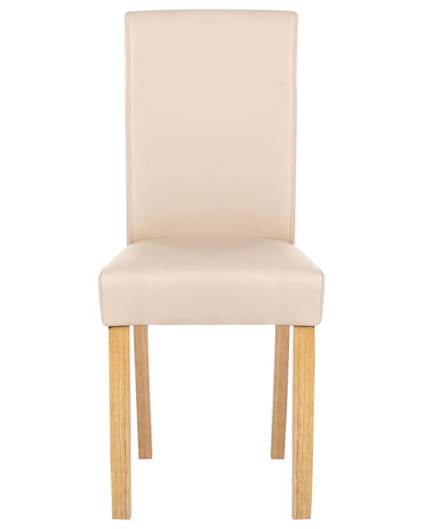 Set med 2 Matstolar Beige Konstläder Träben Traditionell