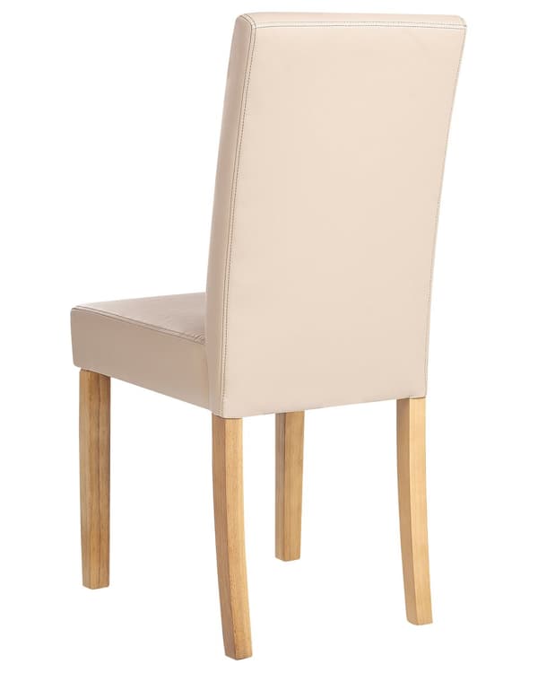 Set med 2 Matstolar Beige Konstläder Träben Traditionell