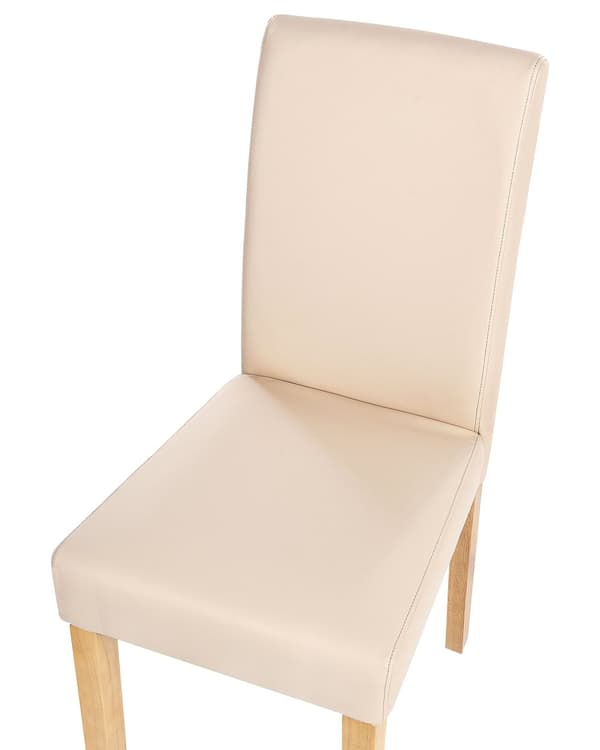 Set med 2 Matstolar Beige Konstläder Träben Traditionell