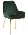 Pikkukuva 5 / 10: Tuoli vihreä sametti verhoilu kultaiset jalat 2 kpl setti retro glamour tyyli