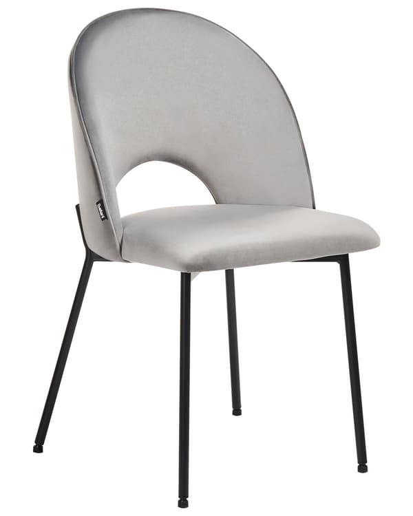 Tuoli harmaa sametti verhoiltu metallijalat 2 kpl setti käsinojaton ruokapöydän glamour retro tyyli