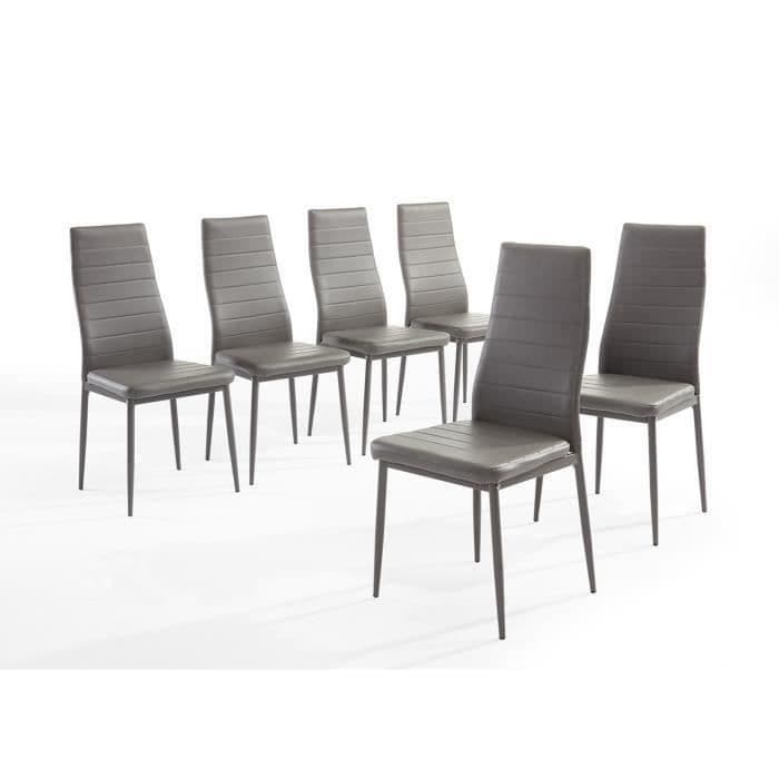 SAM sæt med 6 grå spisestuestole i faux læder - Moderne stil - L 50 x D 44 cm