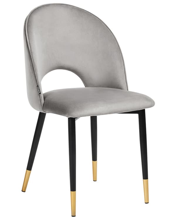 Stol 2 st Grå Sammet Klädsel Svarta Ben Retro Glamour