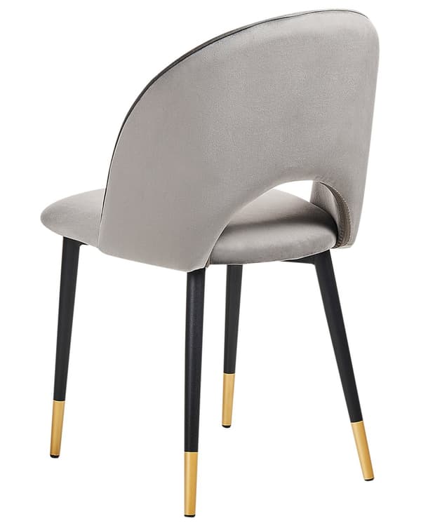 Stol 2 st Grå Sammet Klädsel Svarta Ben Retro Glamour