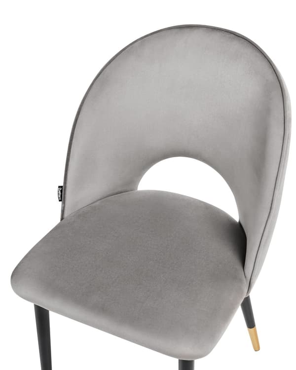 Stol 2 st Grå Sammet Klädsel Svarta Ben Retro Glamour