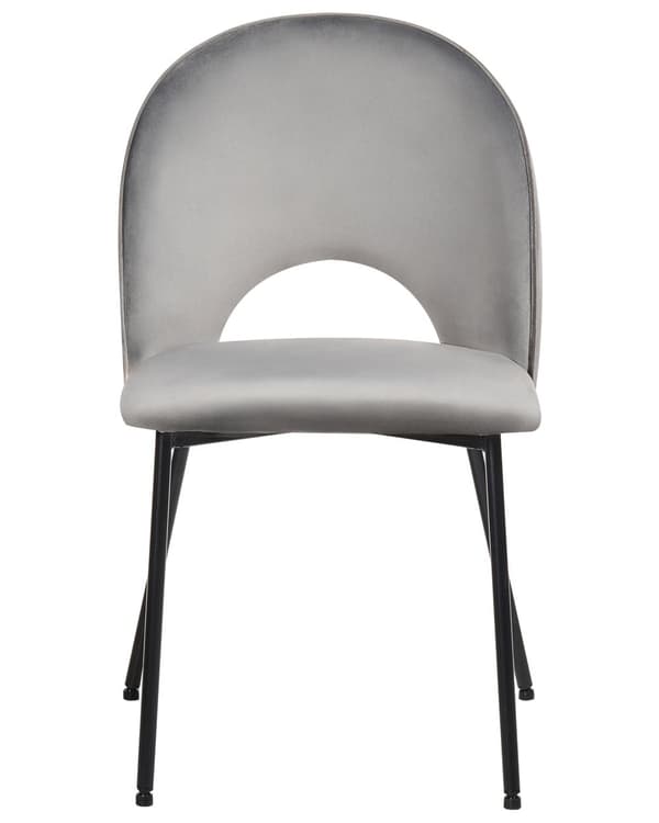 Set av 2 Matstolar Grå Sammetsklädsel Svarta Ben Retro Glamour