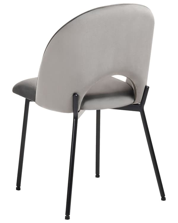 Set av 2 Matstolar Grå Sammetsklädsel Svarta Ben Retro Glamour