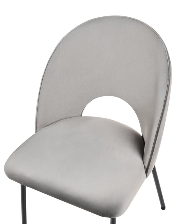 Set av 2 Matstolar Grå Sammetsklädsel Svarta Ben Retro Glamour