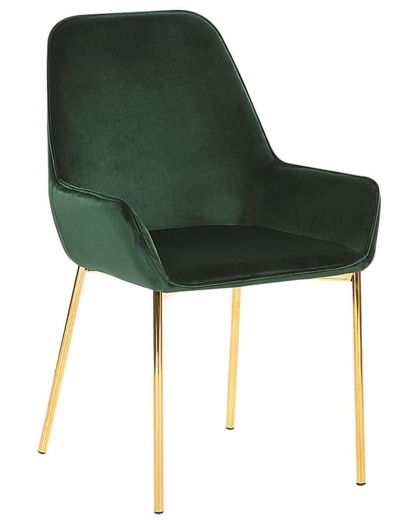 Sæt med 2 Spisestuestole Grøn Velour Betrukket med Gylden ben Glamourøs Stil