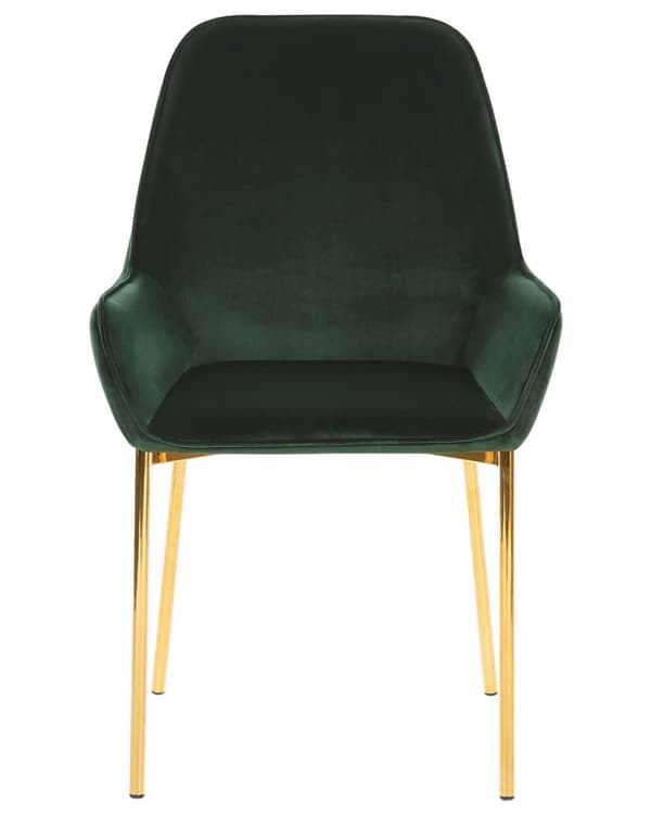 Sæt med 2 Spisestuestole Grøn Velour Betrukket med Gylden ben Glamourøs Stil