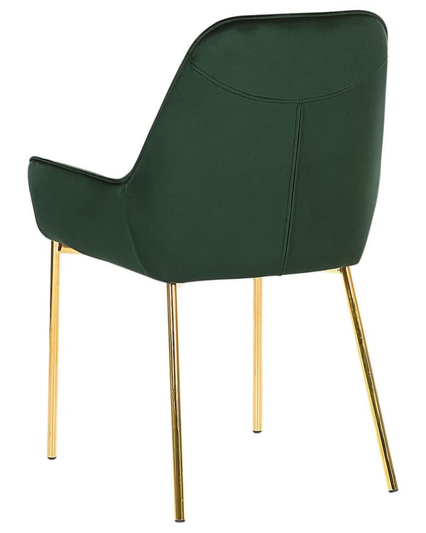 Sæt med 2 Spisestuestole Grøn Velour Betrukket med Gylden ben Glamourøs Stil