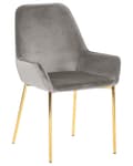 Miniatyrbillede 5 af 10: Sæt med 2 Spisestuestole Grå Velour Betrukket med Gylden ben Glamourøs Stil
