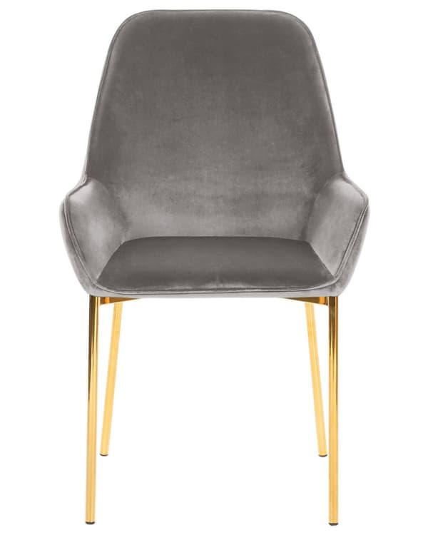 Sæt med 2 Spisestuestole Grå Velour Betrukket med Gylden ben Glamourøs Stil