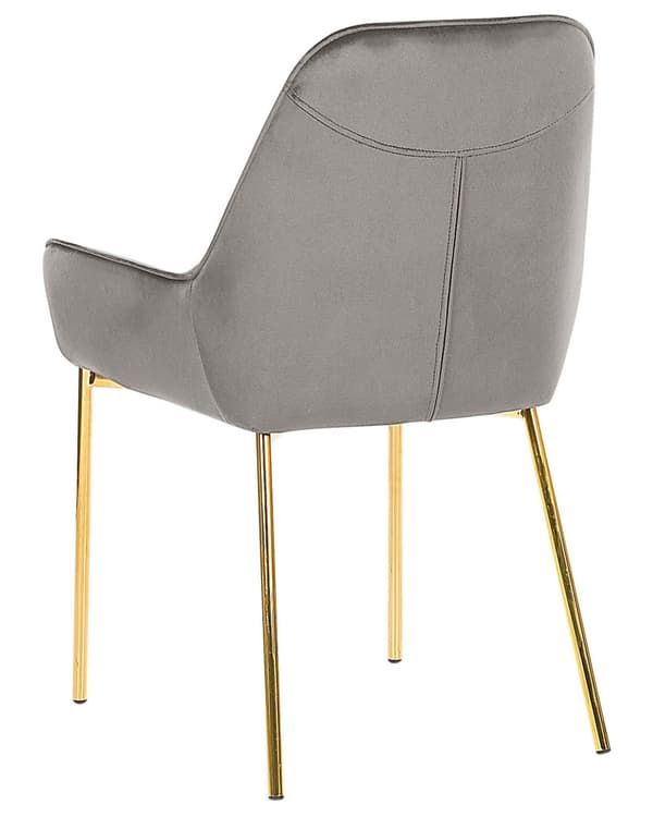 Sæt med 2 Spisestuestole Grå Velour Betrukket med Gylden ben Glamourøs Stil