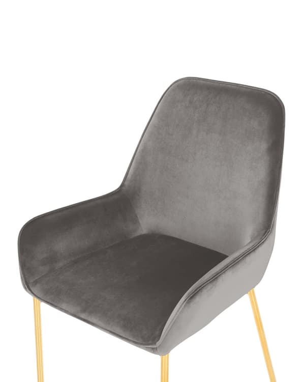 Sæt med 2 Spisestuestole Grå Velour Betrukket med Gylden ben Glamourøs Stil