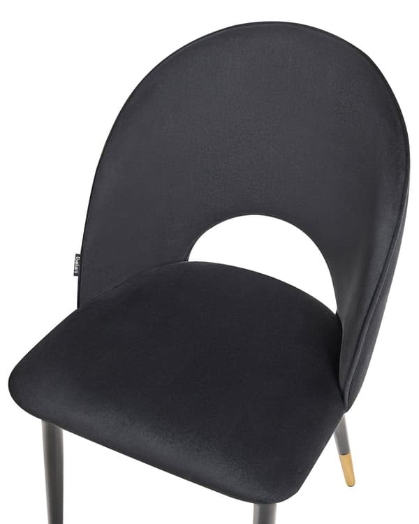 Et sæt med 2 Spisestuestole Sort Velour Betrukket med Sorte Ben Retro Glamour Stil