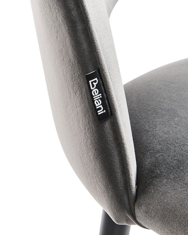 Et sæt med 2 Spisestuestole Grå Velour Betrukket med Sorte Ben Retro Glamourøs Stil