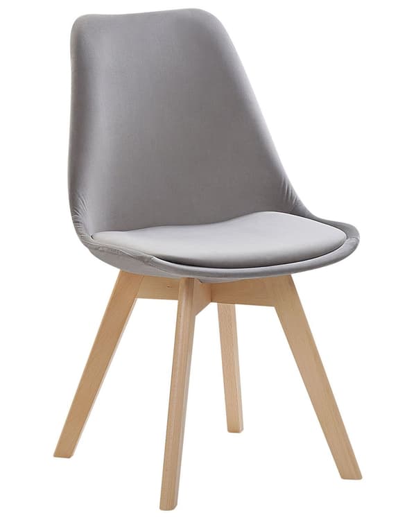 Stol 2 st Grå Sammet Klädsel Träben Modern Design