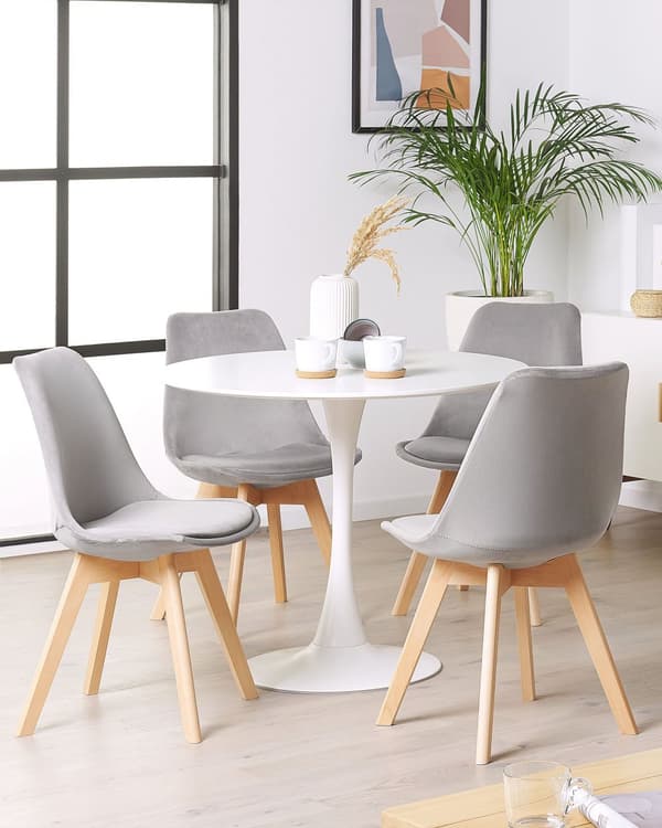 Stol 2 st Grå Sammet Klädsel Träben Modern Design