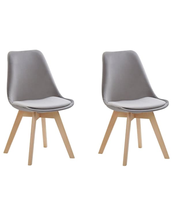 Stol 2 st Grå Sammet Klädsel Träben Modern Design