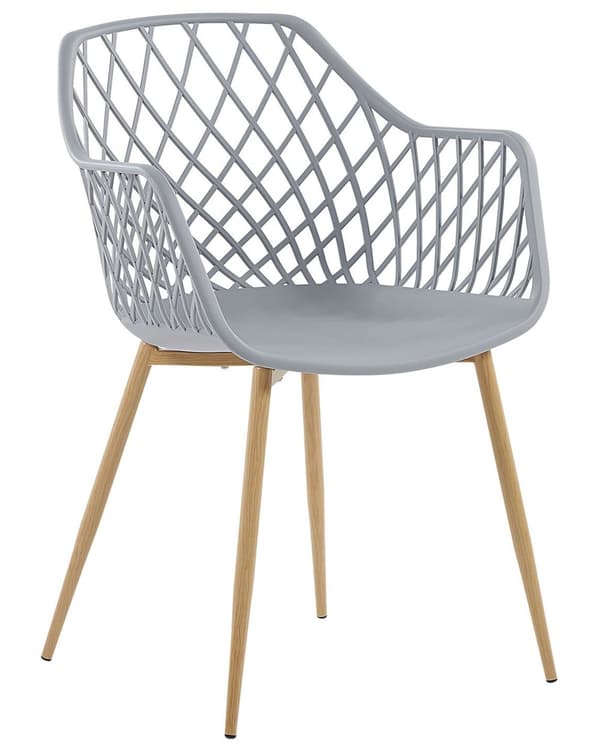 Tuoli vaaleanharmaa 50 x 86 x 51 cm muovi metalli 2 kpl koristeltu selkänoja minimalistinen moderni