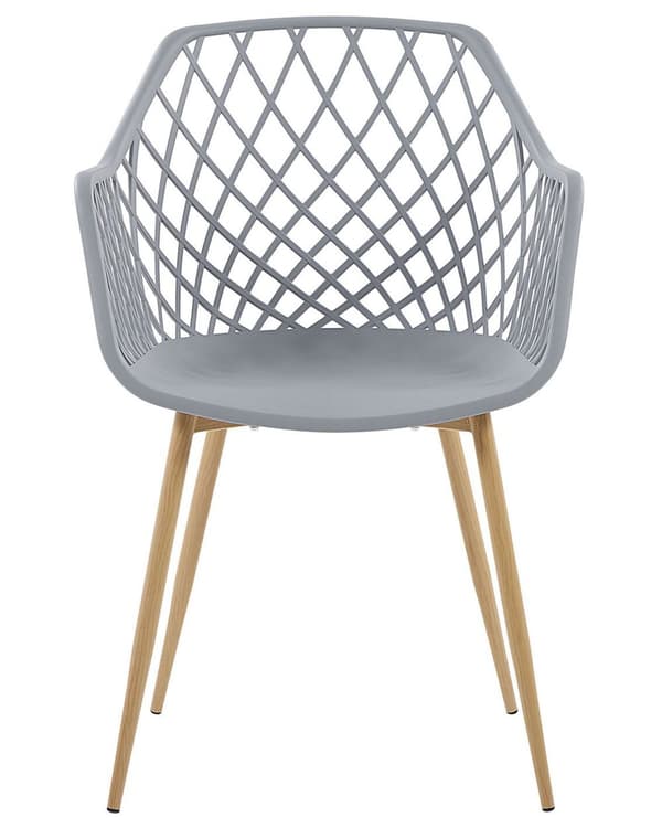 Tuoli vaaleanharmaa 50 x 86 x 51 cm muovi metalli 2 kpl koristeltu selkänoja minimalistinen moderni