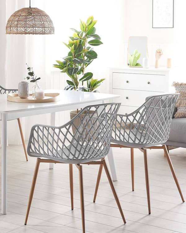 Tuoli vaaleanharmaa 50 x 86 x 51 cm muovi metalli 2 kpl koristeltu selkänoja minimalistinen moderni