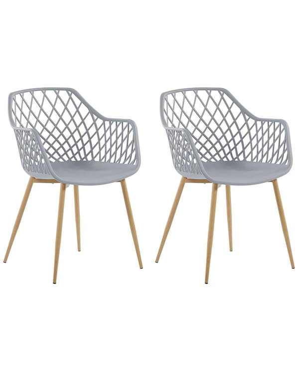 Tuoli vaaleanharmaa 50 x 86 x 51 cm muovi metalli 2 kpl koristeltu selkänoja minimalistinen moderni